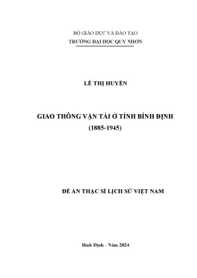 Luận văn giao thông vận tải ở tỉnh bình định 1885 1945