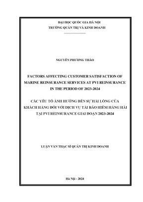 Factors affecting customer satisfaction with reinsurance services marine insurance at pvi reinsurance corporation in the period of 2023 2024