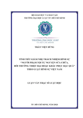 Tình tiết giảm nhẹ trách nhiệm hình sự người phạm tội tự nguyện sửa chữa bồi thường thiệt hại hoặc khắc phục hậu quả theo luật hình sự việt nam