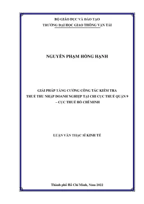 Giải pháp tăng cường công tác kiểm tra thuế thu nhập doanh nghiệp tại chi cục thuế quận 9 cục thuế hồ chí minh