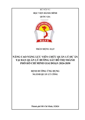 Nâng cao năng lực viên chức quản lý dự án tại ban quản lý đường sắt đô thị thành phố hồ chí minh giai đoạn 2024 2030