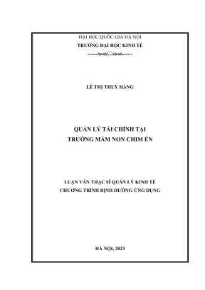Luận văn thạc sĩ quản lý kinh tế quản lý tài chính tại trường mầm non chim én