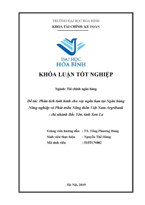 Phân tích tình hình cho vay ngắn hạn tại ngân hàng nông nghiệp và phát triển nông thôn việt nam argribank chi nhánh bắc yên tỉnh sơn la