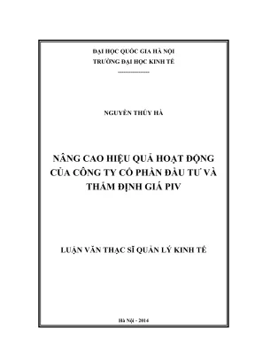 Luận văn thạc sĩ quản lý kinh tế nâng cao hiệu quả hoạt động của công ty cp đầu tư và thẩm định giá piv