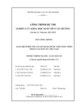 Giao dịch đối với tài sản đang được thế chấp theo pháp luật dân sự việt nam