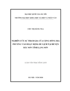 Nghiên cứu sự tham gia của cộng đồng địa phương vào hoạt động du lich tại huyện bắc sơn tình lạng sơn