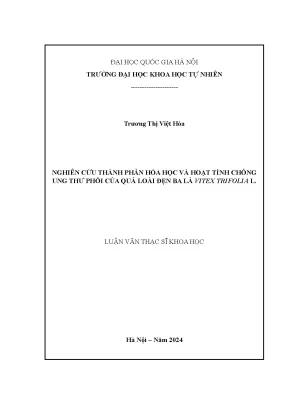 Nghiên cứu thành phần hoá học và hoạt tính chống ung thư phổi của quả loài đẹn ba lá vitex trifolia l