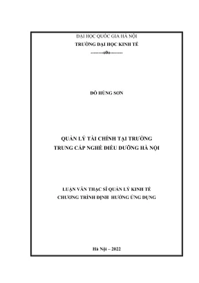Luận văn thạc sĩ quản lý kinh tế quản lý tài chính tại trường trung cấp nghề điều dưỡng hà nội