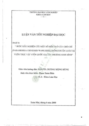 Bước đầu nghiên cứu một số biến dig cay cho chi parashorea chinensis wang hsie trồngthuần loài tại vuon thuc vat vugn quốc gia cúc phương ninh bình