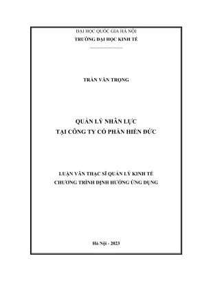 Luận văn thạc sĩ quản lý kinh tế quản lý nhân lực tại công ty cổ phần hiền đức