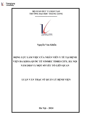 Động làm việc của nhân viên y tế tại bệnh viện đa khoa quốc tế vinmec times city hà nội năm 2024 và một số yếu tố liên quan