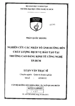 Luận văn thạc sĩ nghiên cứu các nhân tố ảnh thưởng đến chất lượng dịch vụ đào tạo tại trường cao đẳng kinh tế công nghệ tp hcm