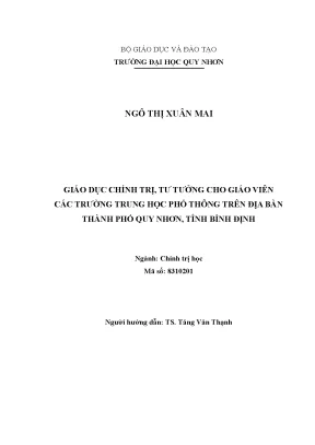 Giáo dục chính trị tư tưởng cho giáo viên các trường trung học phổ thông trên địa bàn thành phố quy nhơn tỉnh bình định
