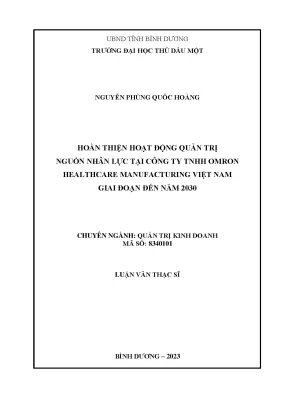 Hoàn thiện hoạt động quản trị nguồn nhân lực tại công ty tnhh omron healthcare manufacturing việt nam giai đoạn đến năm 2030