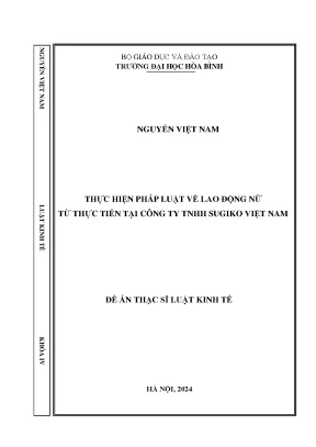 Thực hiện pháp luật về lao động nữ từ thực tiễn tại công ty tnhh sugiko việt nam