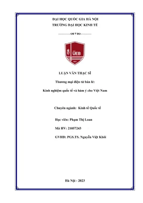 Luận văn thạc sĩ kinh tế quốc tế thương mại điện tử bán lẻ kinh nghiệm quốc tế và hàm ý cho việt nam
