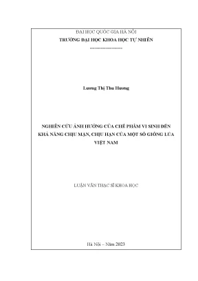 Nghiên cứu ảnh hưởng của chế phẩm vi sinh đến khả năng chịu mặn chịu hạn của một số giống lúa việt nam