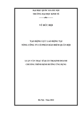 Luận văn thạc sĩ quản trị kinh doanh tạo động lực lao động tại tổng công ty cổ phần bảo hiểm quân đội