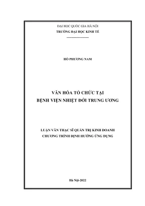 Luận văn thạc sĩ quản trị kinh doanh văn hóa tổ chức tại bệnh viện nhiệt đới trung ương