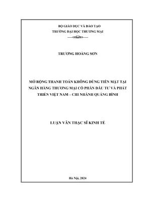 Mở rộng thanh toán không dùng tiền mặt tại ngân hàng tmcp đầu tư và phát triển việt nam chi nhánh quảng bình