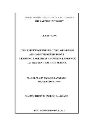 The effects of interactive web based assignments on students learning english as a foreign language at nguyen trai high school