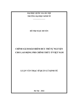 Luận văn thạc sĩ quản lý kinh tế chính sách bảo hiểm hưu trí tự nguyện cho lao động phi chính thức ở việt nam