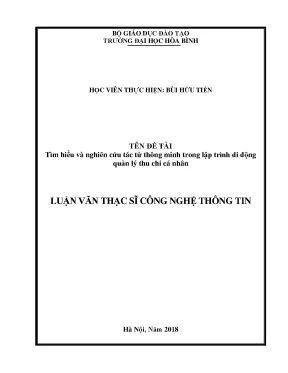 Tìm hiểu và nghiên cứu tác tử thông minh trong lập trình di động quản lý thu chi cá nhân