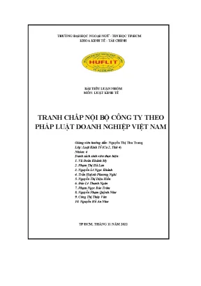 Tranh chấp nội bộ công ty theo pháp luật doanh nghiệp việt nam