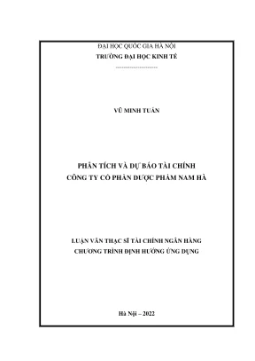 Luận văn thạc sĩ tài chính ngân hàng phân tích và dự báo tài chính công ty cổ phần dược phẩm nam hà