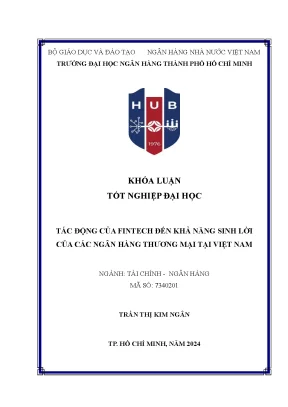 Tác động của fintech đến khả năng sinh lời của các ngân hàng thương mại tại việt nam