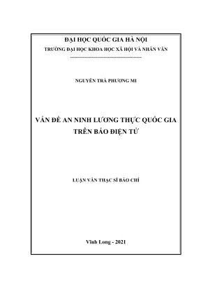 Luận văn thạc sĩ báo chí học vấn đề an ninh lương thực trên báo điện tử
