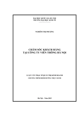 Luận văn thạc sĩ quản trị kinh doanh chăm sóc khách hàng tại công ty viễn thông hà nội