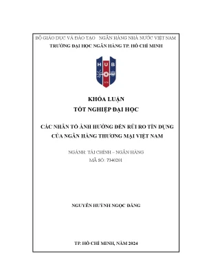 Các nhân tố ảnh hưởng đến rủi ro tín dụng của ngân hàng thương mại việt nam