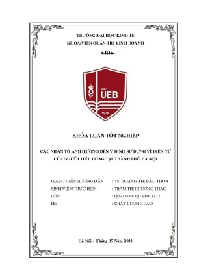 Các nhân tố ảnh hưởng đến ý định sử dụng ví điện tử của người tiêu dùng tại thành phố hà nội