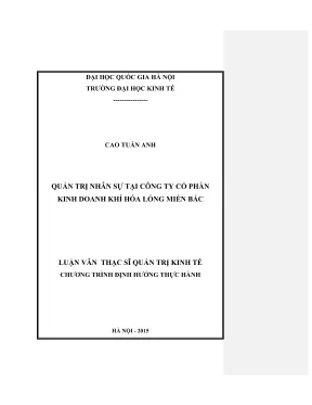 Luận văn thạc sĩ quản trị kinh tế quản trị nhân sự tại công ty cổ phần kinh doanh khí hóa lỏng miền bắc