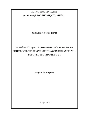 Nghiên cứu định lượng đồng thời apigenin luteolin trong hương nhu tía ocimum sanctum l bằng phương pháp hplc uv