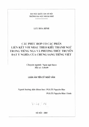 Câu phức hợp có các phần liên kết với nhau theo kiểu thành ngữ trong tiếng nga và phương thức truyền đạt ý nghĩa của chúng sang tiếng việt