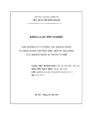Ảnh hưởng của tương tác khách hàng và nhận dạng thương hiệu đến sự hài lòng của khách hàng sử dụng cà phê