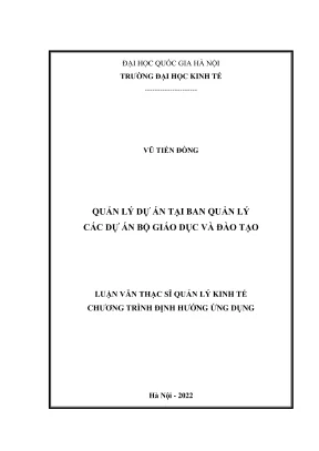 Luận văn thạc sĩ quản lý kinh tế quản lý dự án tại ban quản lý các dự án bộ giáo dục và đào tạo