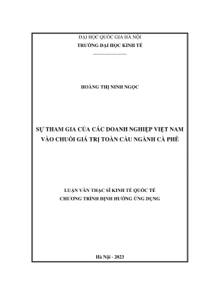 Luận văn thạc sĩ kinh tế quốc tế sự tham gia của các doanh nghiệp việt nam vào chuỗi giá trị toàn cầu ngành cà phê