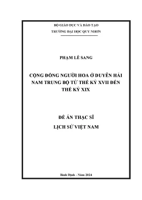 Luận văn cộng đồng người hoa ở duyên hải nam trung bộ từ thế kỷ xvii đến thế kỷ xix