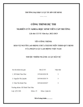 Bảo vệ người lao động chưa thành niên theo quy định của pháp luật lao động việt nam