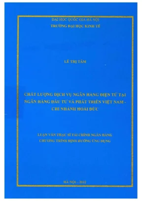 Luận văn thạc sĩ tài chính ngân hàng chất lượng dịch vụ ngân hàng điện tử tại ngân hàng đầu tư và phát triển việt nam chi nhánh hoài đức