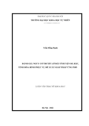 Đánh giá nguy cơ trượt lở đất ở huyện đà bắc tỉnh hòa bình đề xuất giải pháp ứng phó
