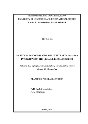 A critical discourse analysis of hillary clintons interviews on the ukraine russia conflict phân tích diễn ngôn phê phán các bài phỏng vấn của hillary clinton về xung đột ukraine nga
