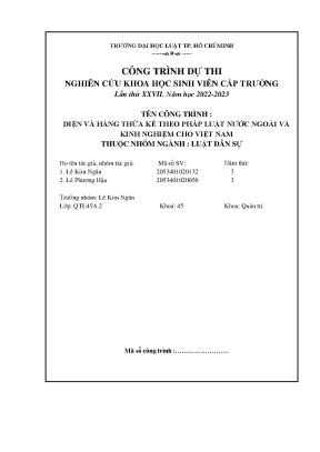 Diện và hàng thừa kế theo pháp luật nước ngoài và kinh nghiệm cho việt nam