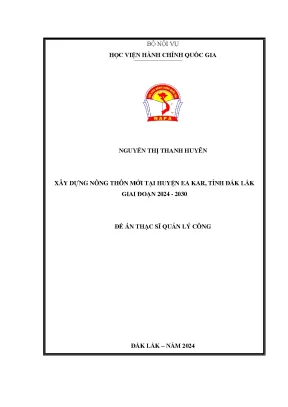 Luận văn xây dựng nông thôn mới huyện ea kar tỉnh đắk lắk giai đoạn 2024 2030