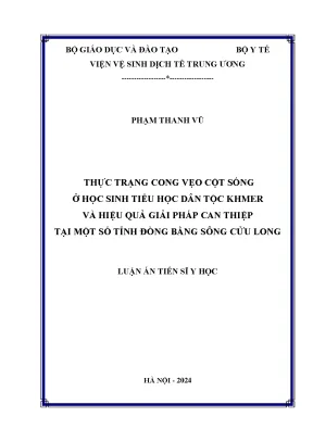 Thực trạng cong vẹo cột sống ở học sinh tiểu học dân tộc khmer và hiệu quả giải pháp can thiệp tại một số tỉnh đồng bằng sông cửu long