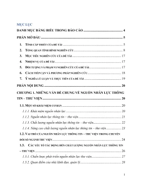 Luận văn thạc sĩ thông tin thư viện nâng cao chất lượng nguồn nhân lực thông tin thư viện trong bối cảnh chuyển đổi số ngành thư viện việt nam