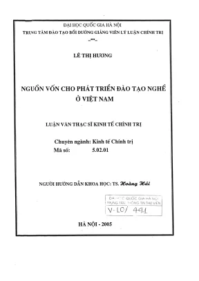 Luận văn thạc sĩ kinh tế chính trị nguồn vốn cho phát triển đào tạo nghề ở việt nam